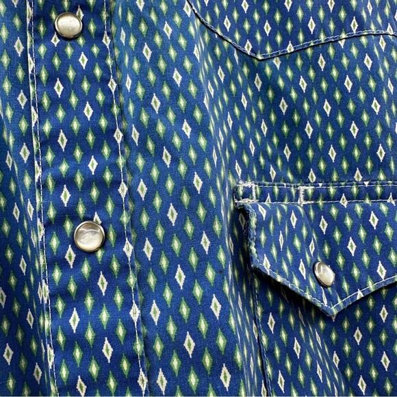 Vintage Wrangler Diamond Print Pearl Snap Button Down‎ Wrancher Shirt Sz XL - Picture 6 of 8